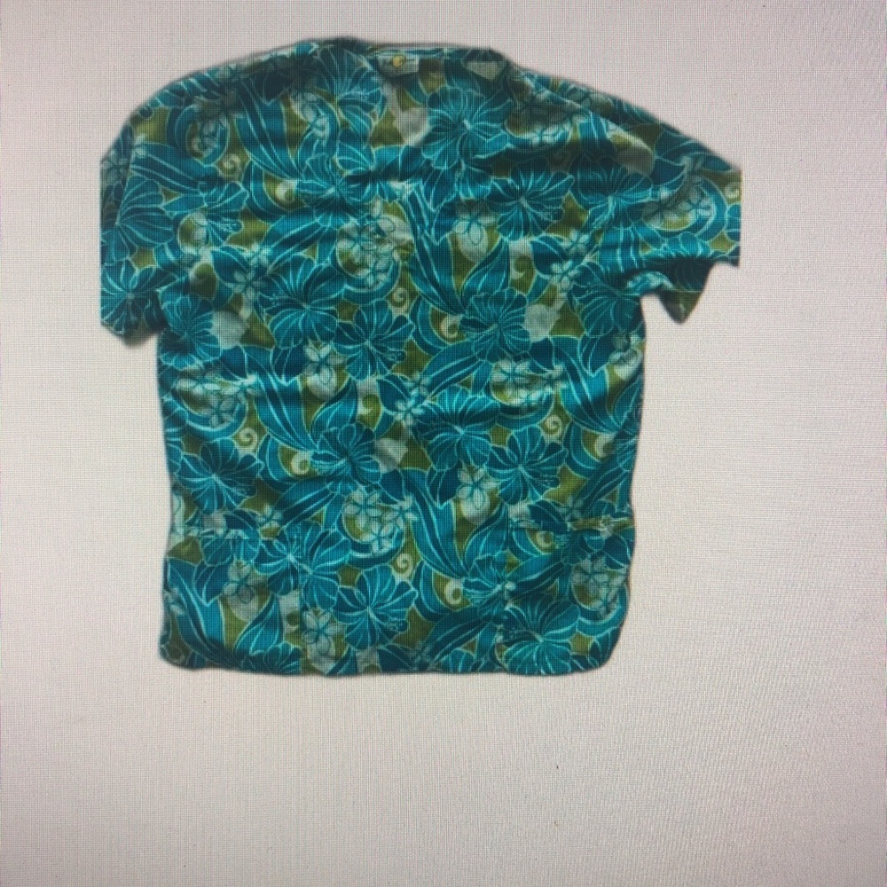 Kids Floral Print Top - Teal & Olive